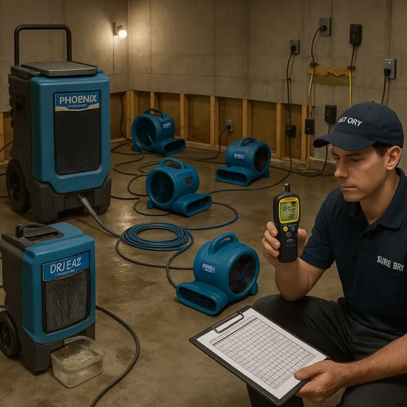 Structural Drying and Dehumidification process in Gold River, CA